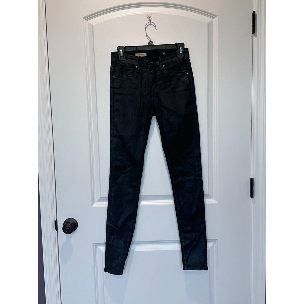 AG Adriano Goldschmied The Farrah Skinny Coated Black Jeans Size 25 / 2